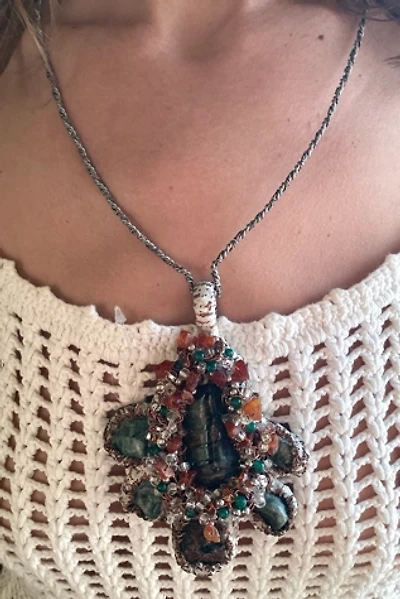 Vintage 1980s Artisan Wire and Bejeweled Stone Necklace Selected by Cherry