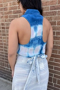 Silk Tie Dye Indigo Blouse Selected by FernMercantile