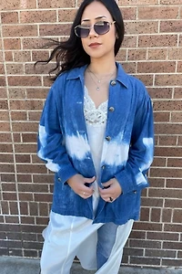 Silk Tie Dye Indigo Shibori Jacket Selected by FernMercantile