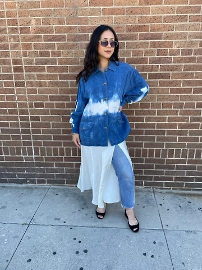Silk Tie Dye Indigo Shibori Jacket Selected by FernMercantile