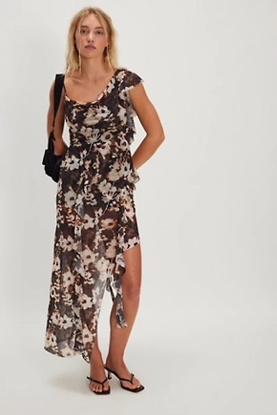 ESTHE Waterfall Frill Asymmetric Midi Dress