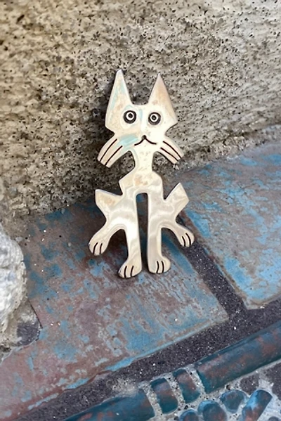 Vintage 1980s Sterling Kooky Cat Brooch Selected by BusyLady Baca & The Goods