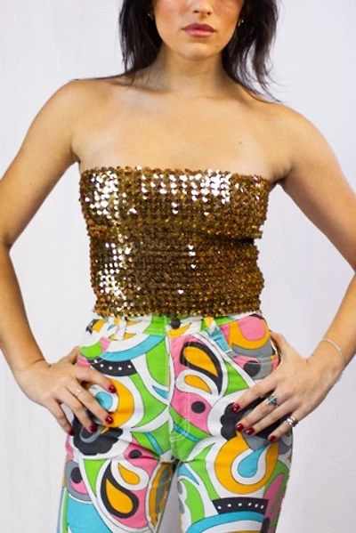 Vintage 70s Gold Sequin Tube Top Selected by Black Shag Vintage