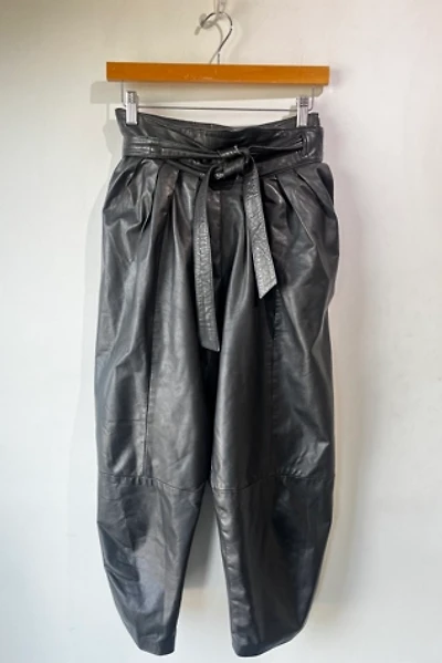 Vintage 1980s Black Pleated Leather Pants Selected by The Curatorial Dept.