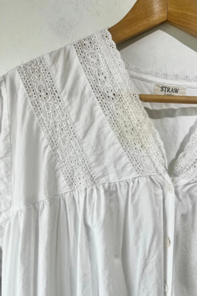 Straw London White Cotton Nightgown Selected by The Curatorial Dept.
