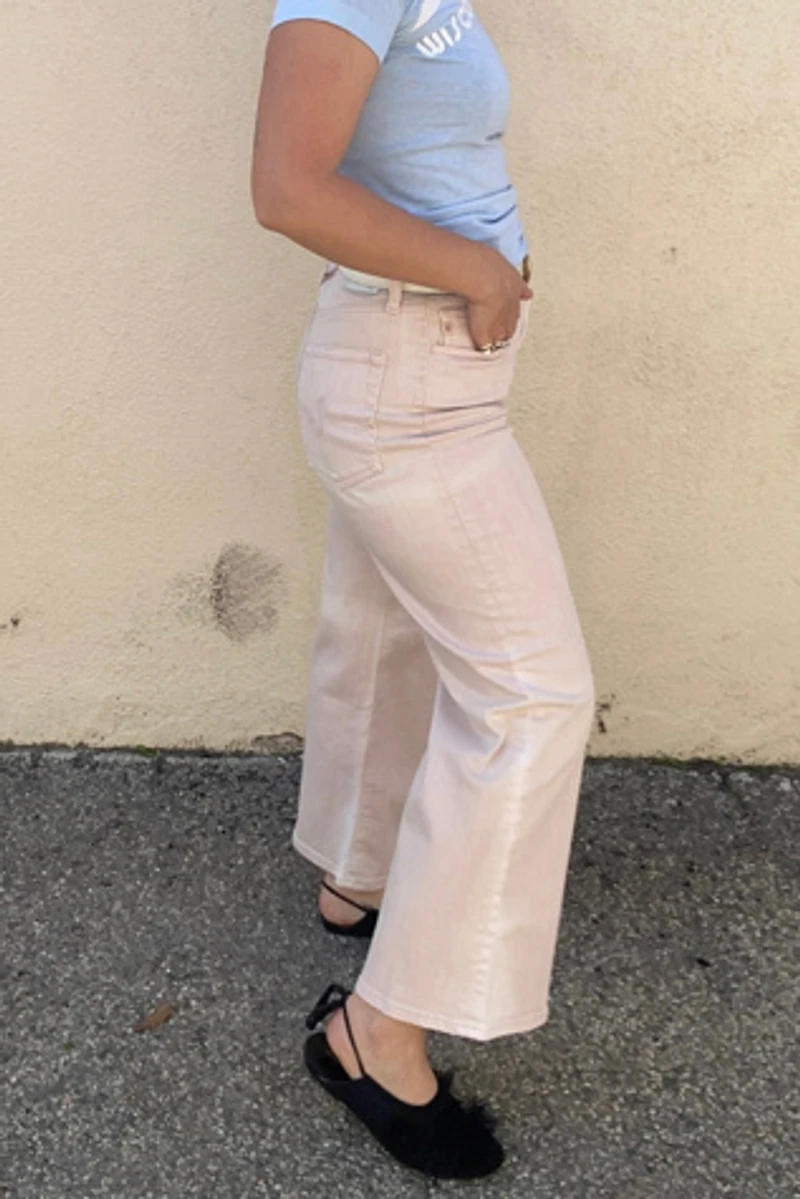 AG Jeans Pink and White Denim Trousers Selected by The Curatorial Dept.
