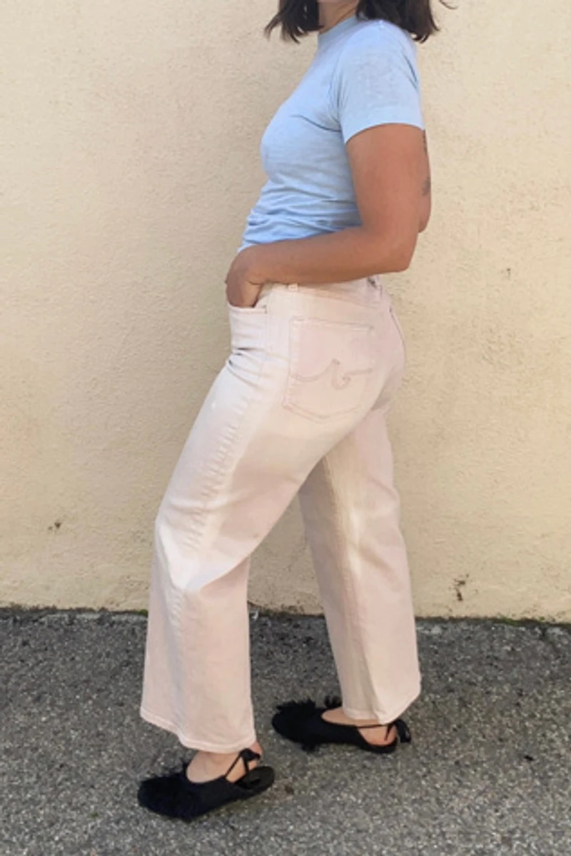 AG Jeans Pink and White Denim Trousers Selected by The Curatorial Dept.