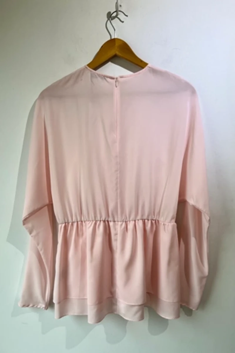 Tome Ballerina Pink Polyester Peplum Top Selected by The Curatorial Dept.