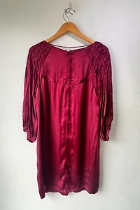 Prada Garnet Red Silk Gathered Sleeve Dress Selected by The Curatorial Dept.