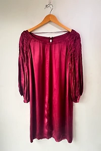 Prada Garnet Red Silk Gathered Sleeve Dress Selected by The Curatorial Dept.