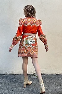 Zimmerman Orange Embellished Aries Print Dress Selected by The Curatorial Dept.