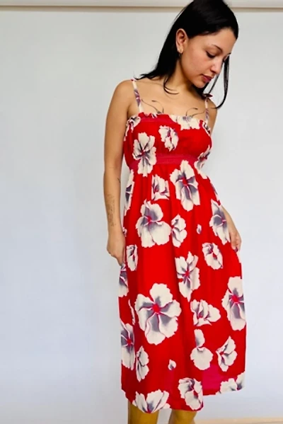 Red Vintage Hawaiian Print Dress