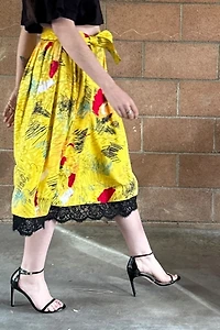 1980s Lace Trimmed Adolfo Silk Skirt Selected by Personal Choice