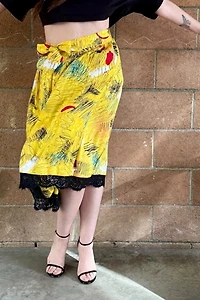 1980s Lace Trimmed Adolfo Silk Skirt Selected by Personal Choice