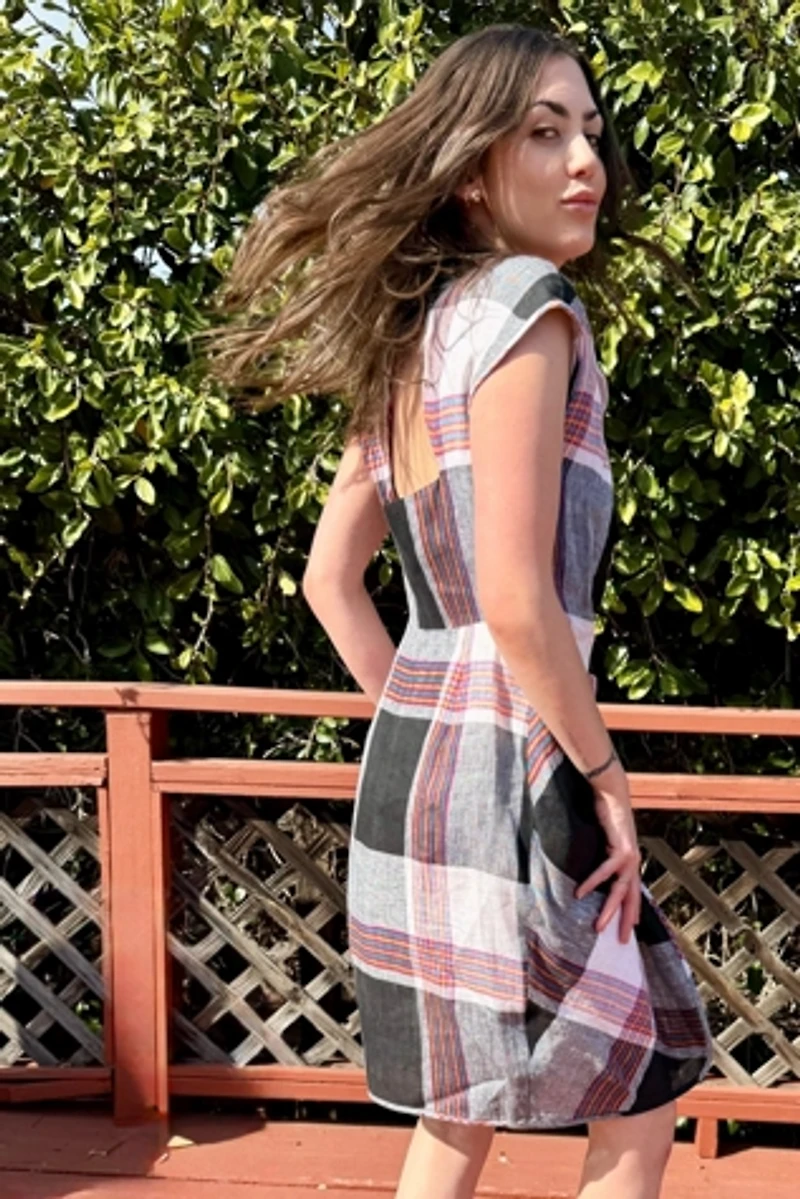 1990s Linen Cut Out Wrap Dress Selected by Personal Choice