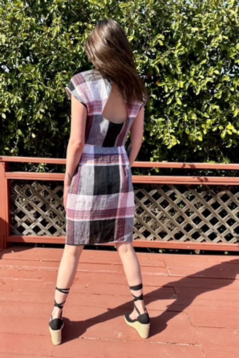 1990s Linen Cut Out Wrap Dress Selected by Personal Choice