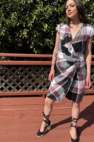 1990s Linen Cut Out Wrap Dress Selected by Personal Choice
