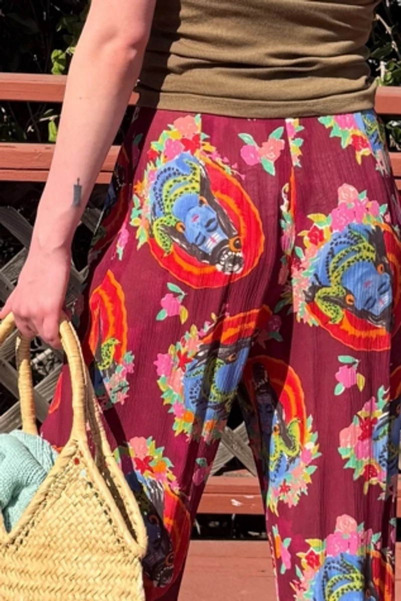 1990s Ungaro Vishnu Print Sheer Pants Selected by Personal Choice