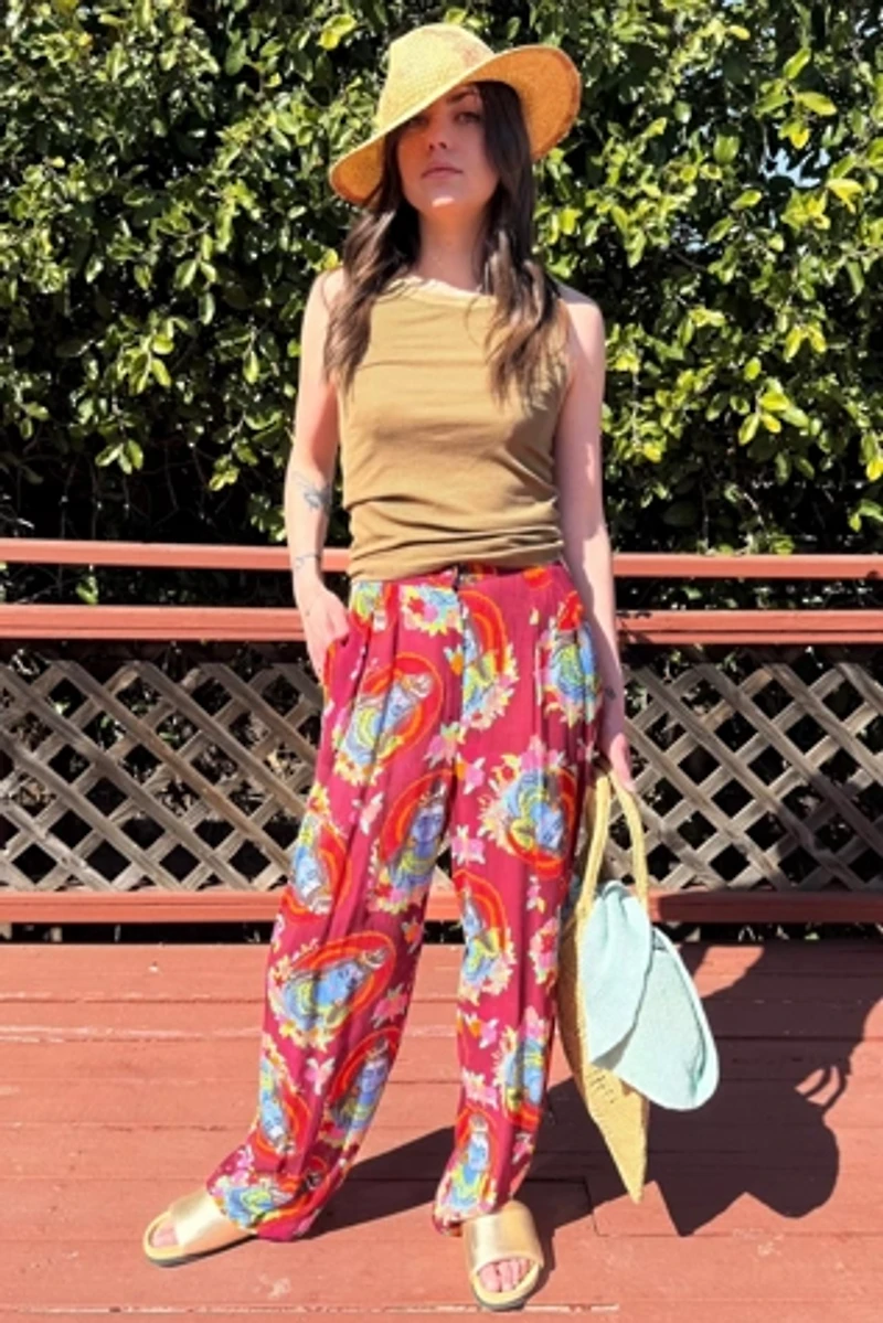 1990s Ungaro Vishnu Print Sheer Pants Selected by Personal Choice