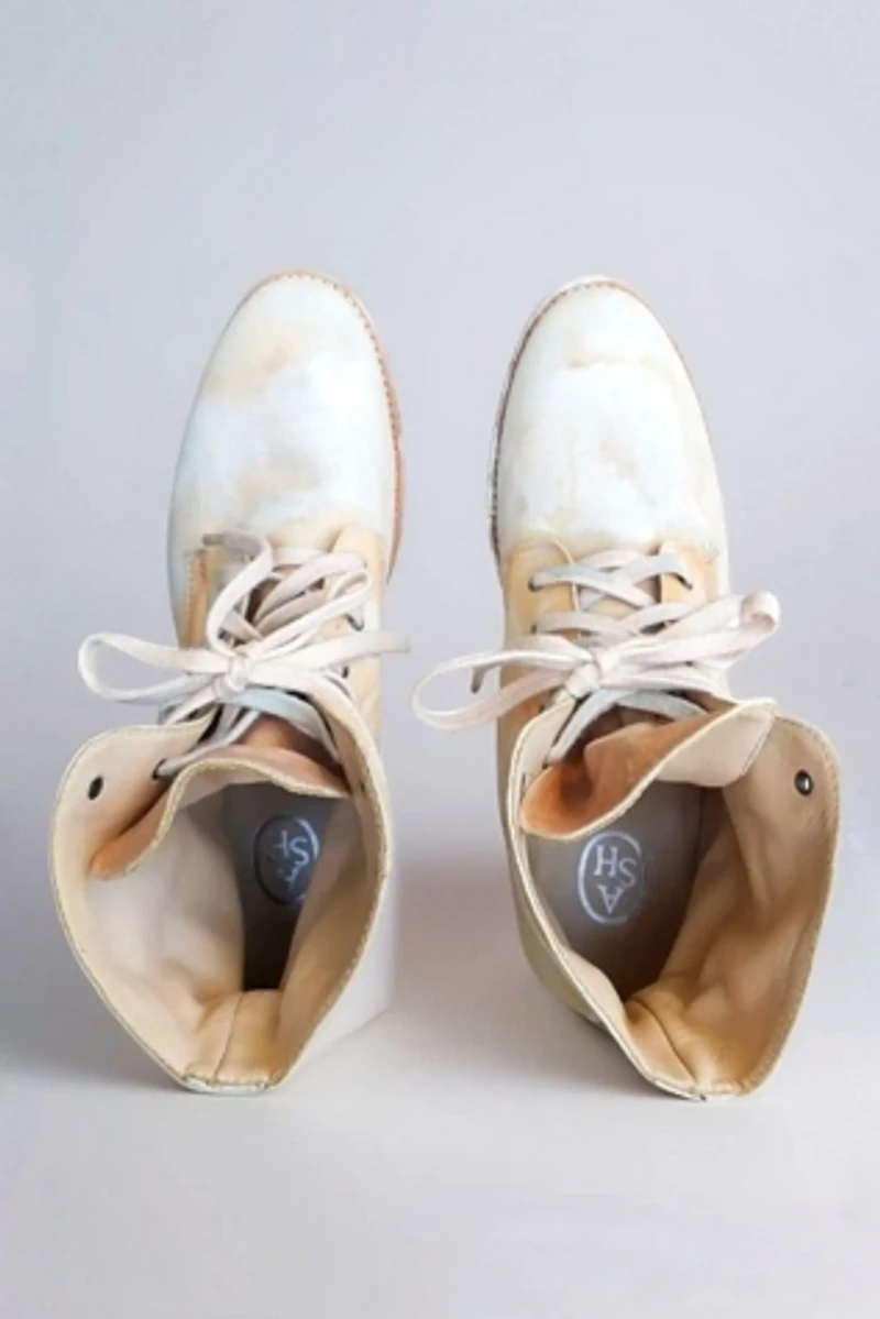 Y2K Handmade Lace-up Painter Leather Boots Selected by Garbage Soup