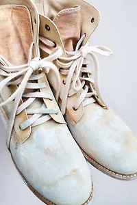 Y2K Handmade Lace-up Painter Leather Boots Selected by Garbage Soup