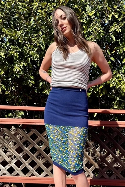 Y2K Versus Versace Knit and Sheer Floral Mesh Skirt Selected by Persona Choice