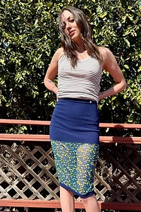 Y2K Versus Versace Knit and Sheer Floral Mesh Skirt Selected by Persona Choice