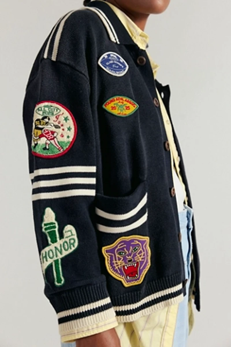 Varsity Patch Collared Cardigan