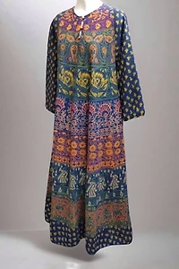 1970's India Block Print Midi Dress Selected by Garbage Soup