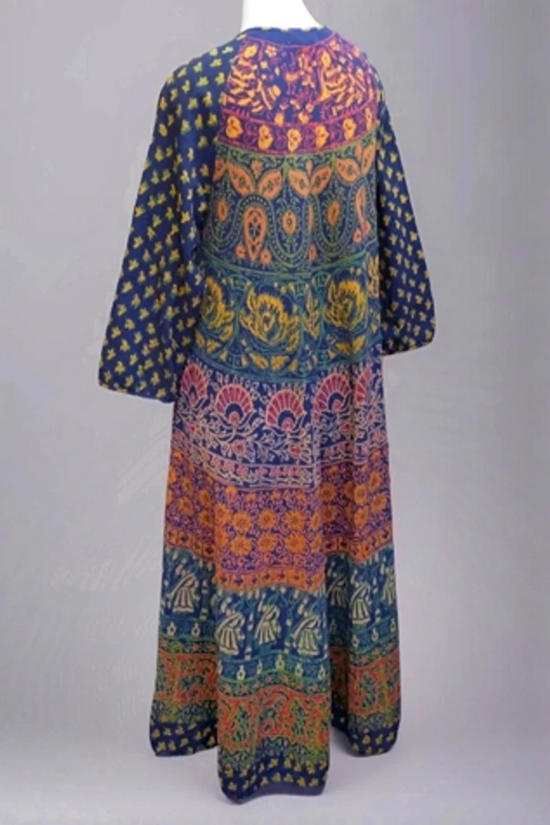 1970's India Block Print Midi Dress Selected by Garbage Soup