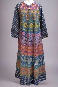 1970's India Block Print Midi Dress Selected by Garbage Soup