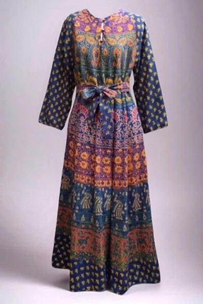 1970's India Block Print Midi Dress Selected by Garbage Soup
