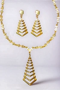1960's Crown Trifari Gold Plated Necklace Earrings Set Selected by Garbage Soup