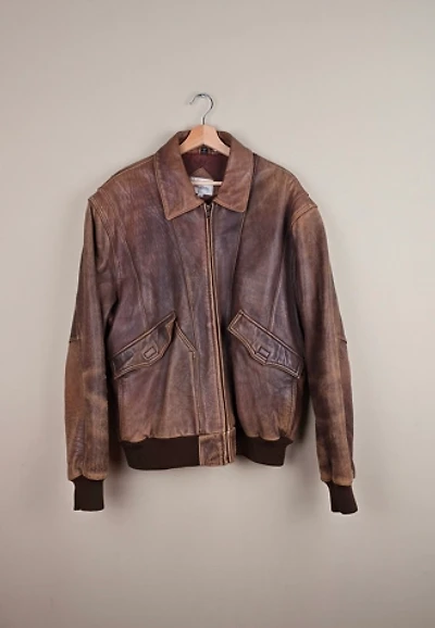 Vintage Adam Spencer Distressed Leather Jacket selected By The Igala NYC