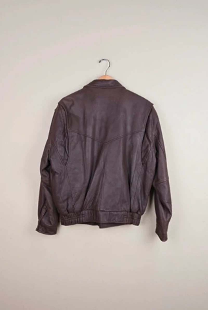 Classic 90s Chocolate Brown Leather Jacket selected by the Igala NYC