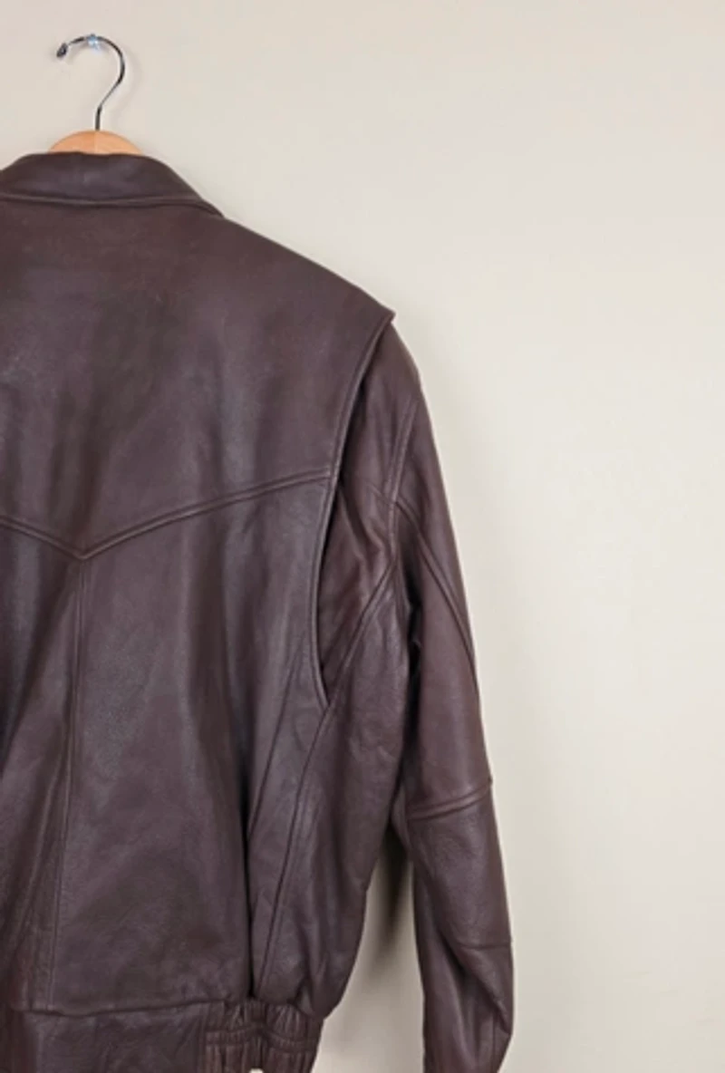 Classic 90s Chocolate Brown Leather Jacket selected by the Igala NYC