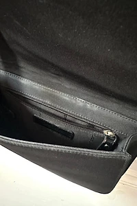 Black Embossed Leather Ralph Lauren Saddle Bag Selected by KA.TL.AK
