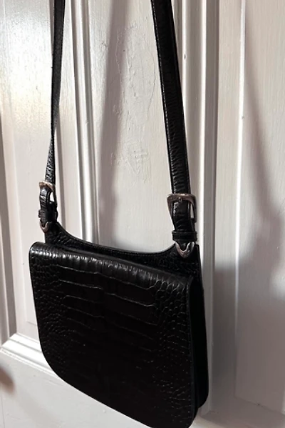 Black Embossed Leather Ralph Lauren Saddle Bag Selected by KA.TL.AK