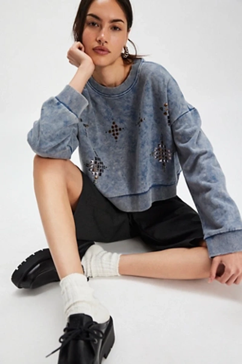 OneTeaspoon Cropped Star Studded Sweater