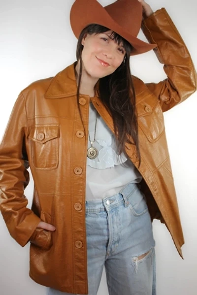 1970s Western Vegan Leather Jacket Selected By Moons + Junes Vintage