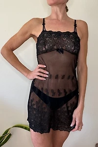 Sexy Black Sheer Lace Mesh Slip Dress Selected by Picky Jane