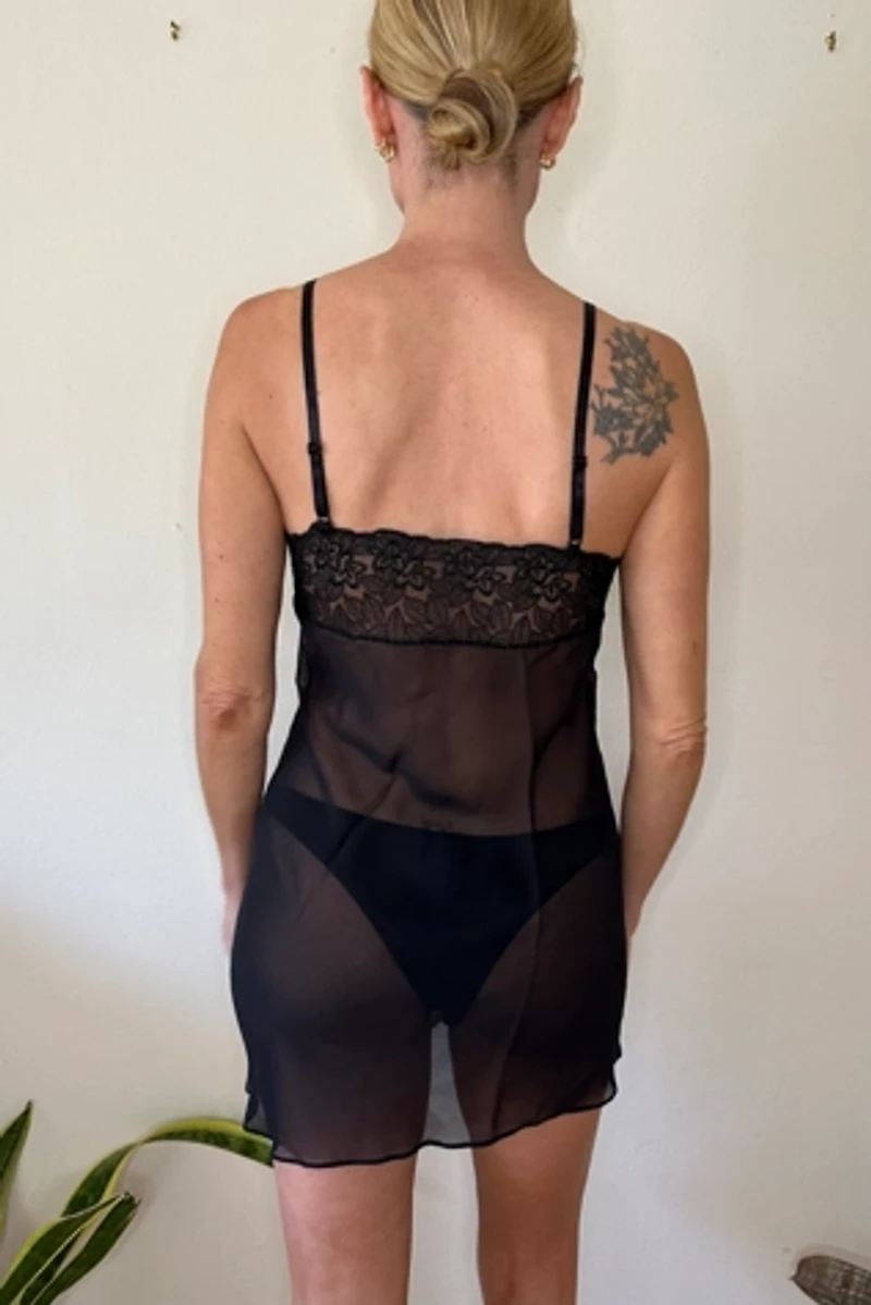 Sexy Black Sheer Lace Mesh Slip Dress Selected by Picky Jane