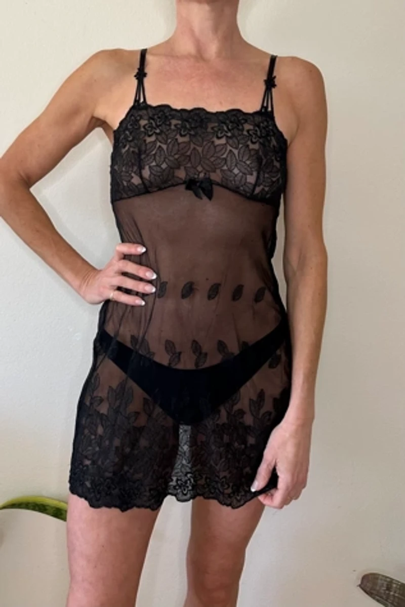 Sexy Black Sheer Lace Mesh Slip Dress Selected by Picky Jane