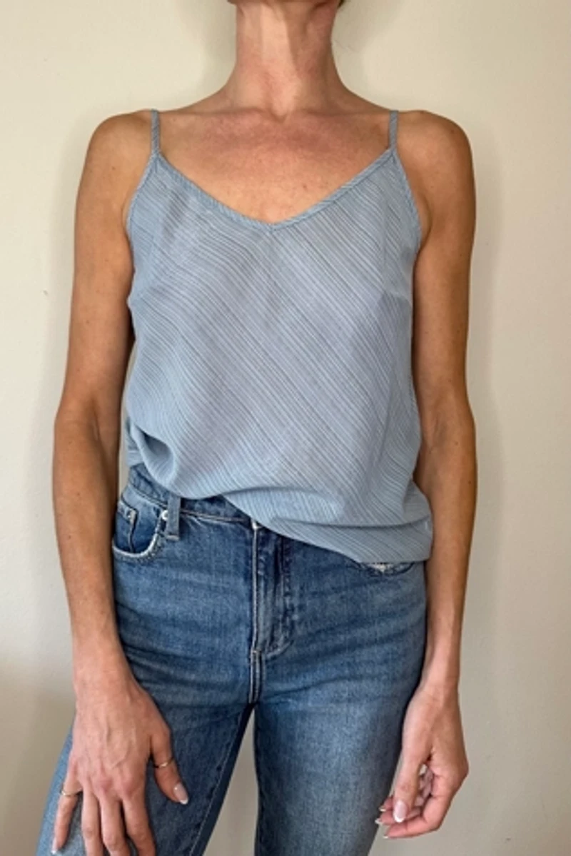 Light Blue Bias Mini Stripe Camisole Selected by Picky Jane