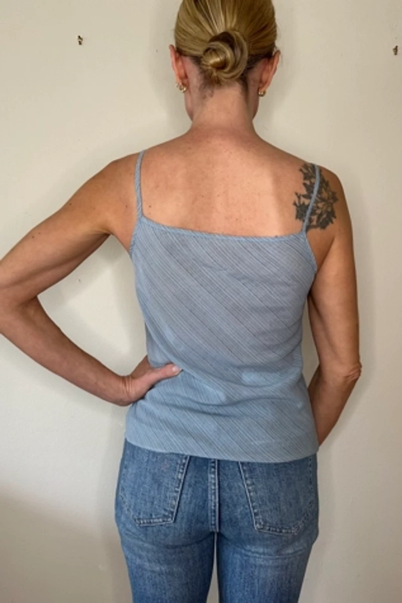 Light Blue Bias Mini Stripe Camisole Selected by Picky Jane