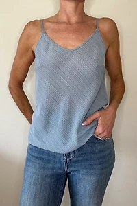Light Blue Bias Mini Stripe Camisole Selected by Picky Jane