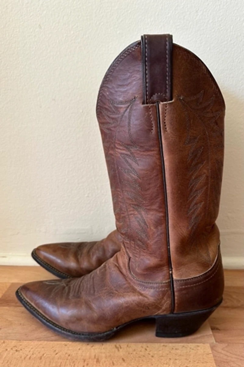 Brown Leather Justin Cowboy Boots Selected by Picky Jane