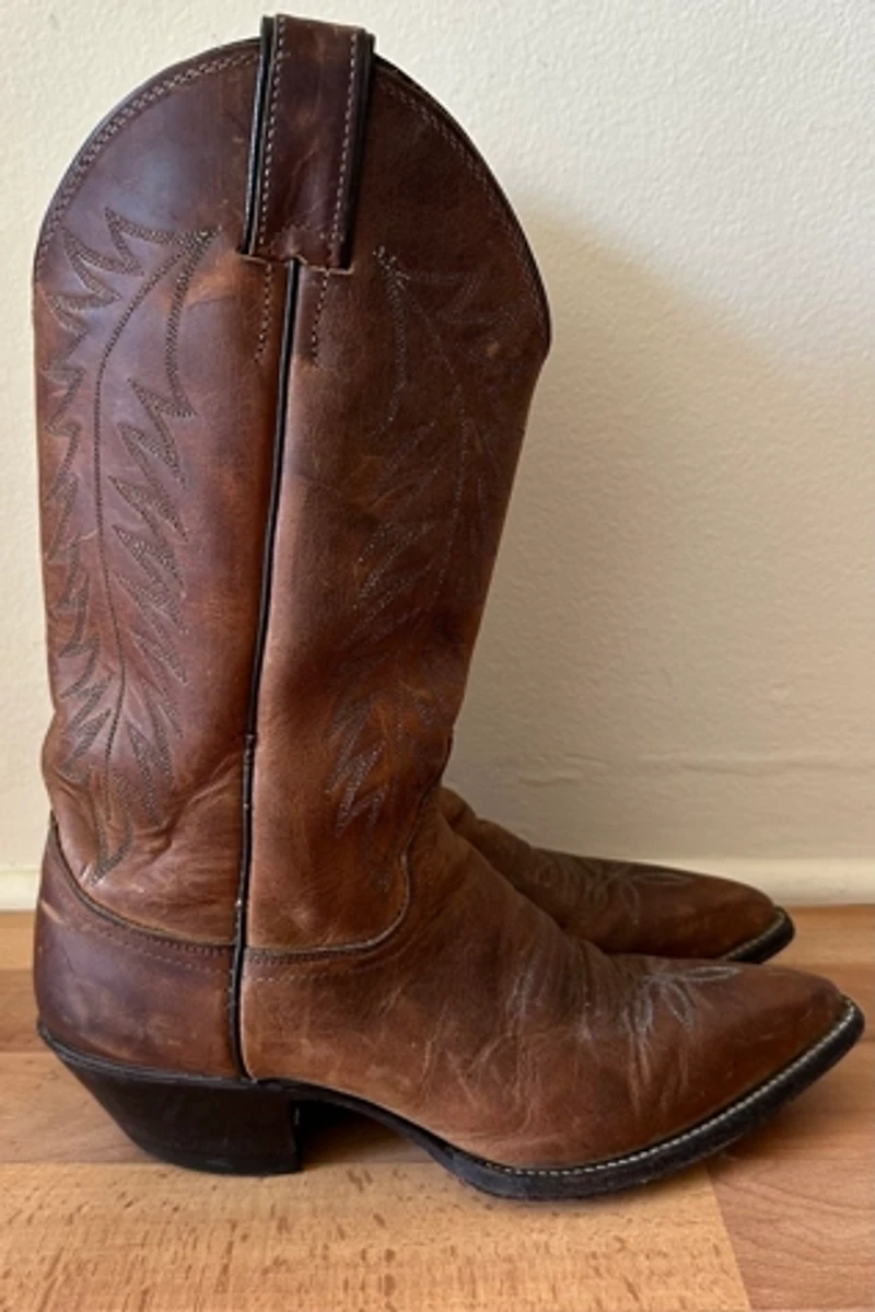 Brown Leather Justin Cowboy Boots Selected by Picky Jane
