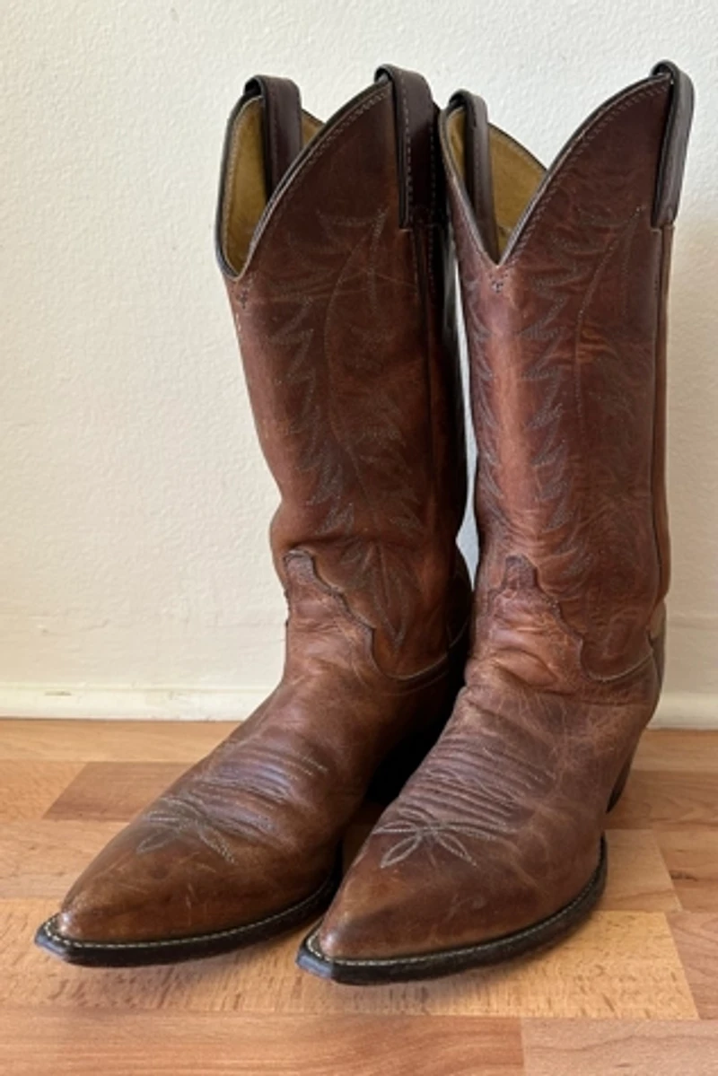 Brown Leather Justin Cowboy Boots Selected by Picky Jane
