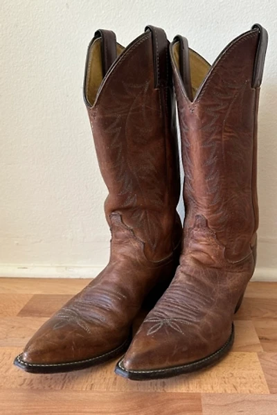 Brown Leather Justin Cowboy Boots Selected by Picky Jane